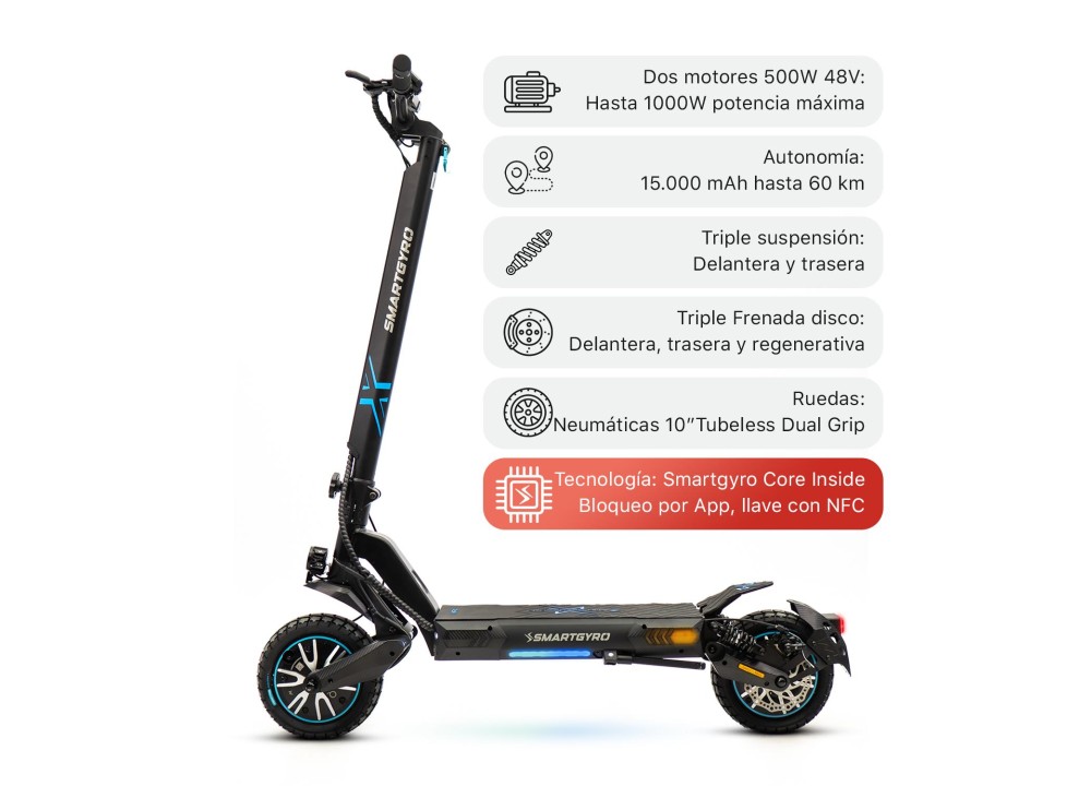 Patinete eléctrico smartGyro CROSSOVER DUAL MAX...