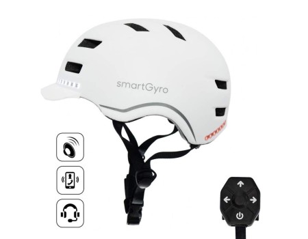 Casco Inteligente SmartGyro Smart Pro M Blanco, Bluetooth