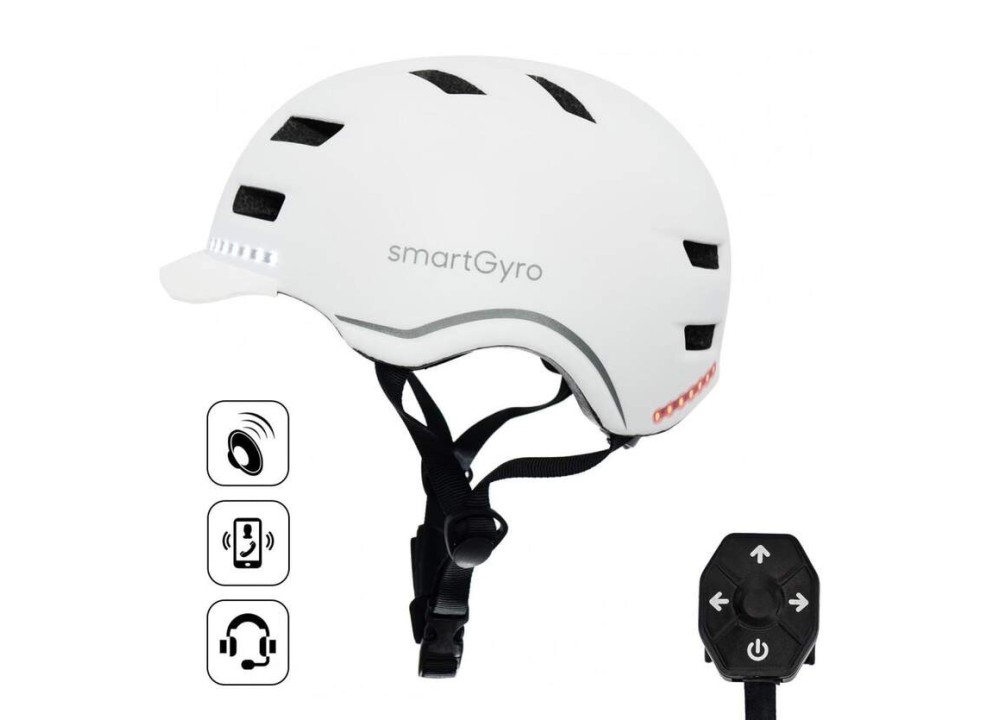 Casco Inteligente SmartGyro Smart Pro M Blanco, Bluetooth