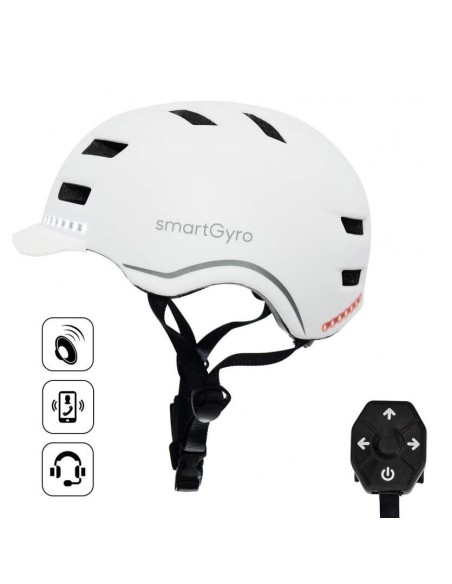 Casco Inteligente SmartGyro Smart Pro M Blanco, Bluetooth