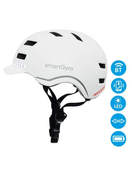 Casco Inteligente SmartGyro Smart Pro M Blanco, Bluetooth