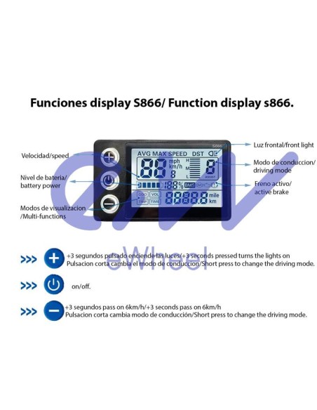 Display S866 con conector waterproof