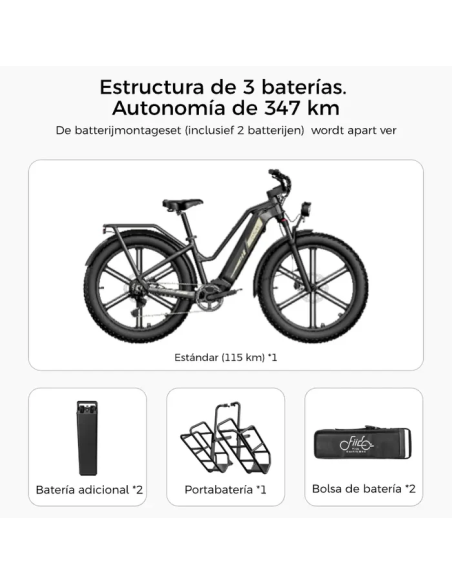 Fiido Titan Robust Cargo Electric Bike | Bicicleta Eléctrica Fat Tire de Gran Autonomía