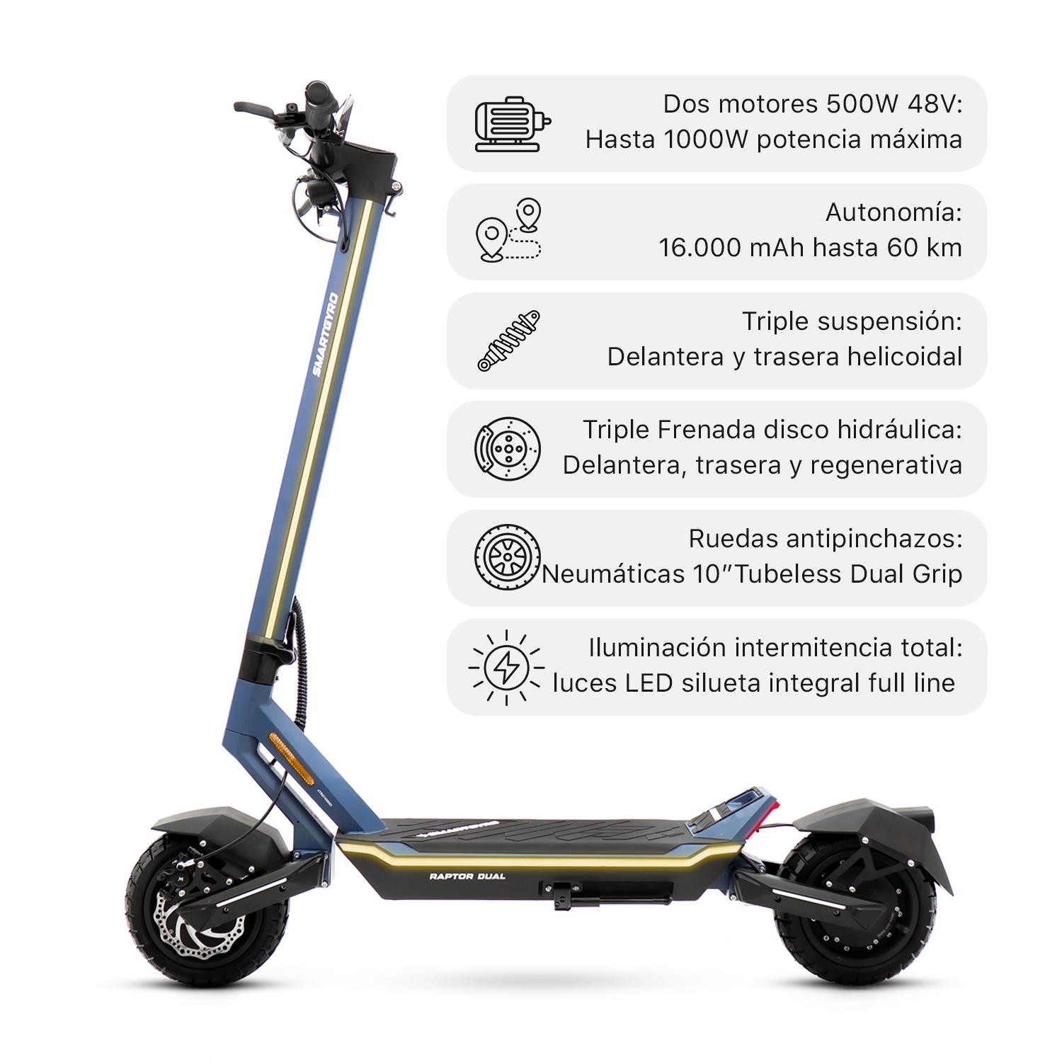 Patinete eléctrico smartGyro Raptor Dual Evo