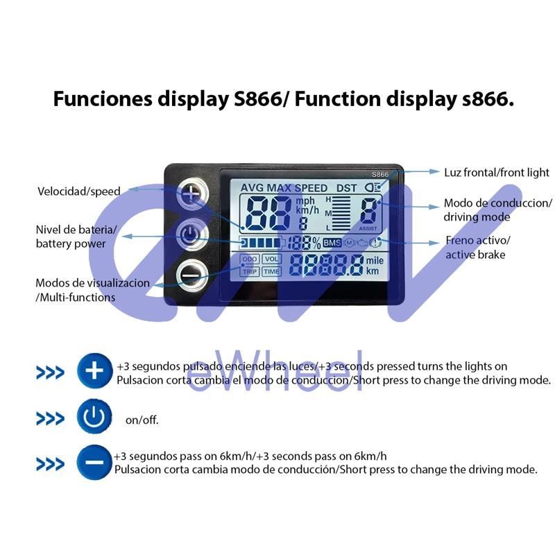 Display S866 con conector waterproof