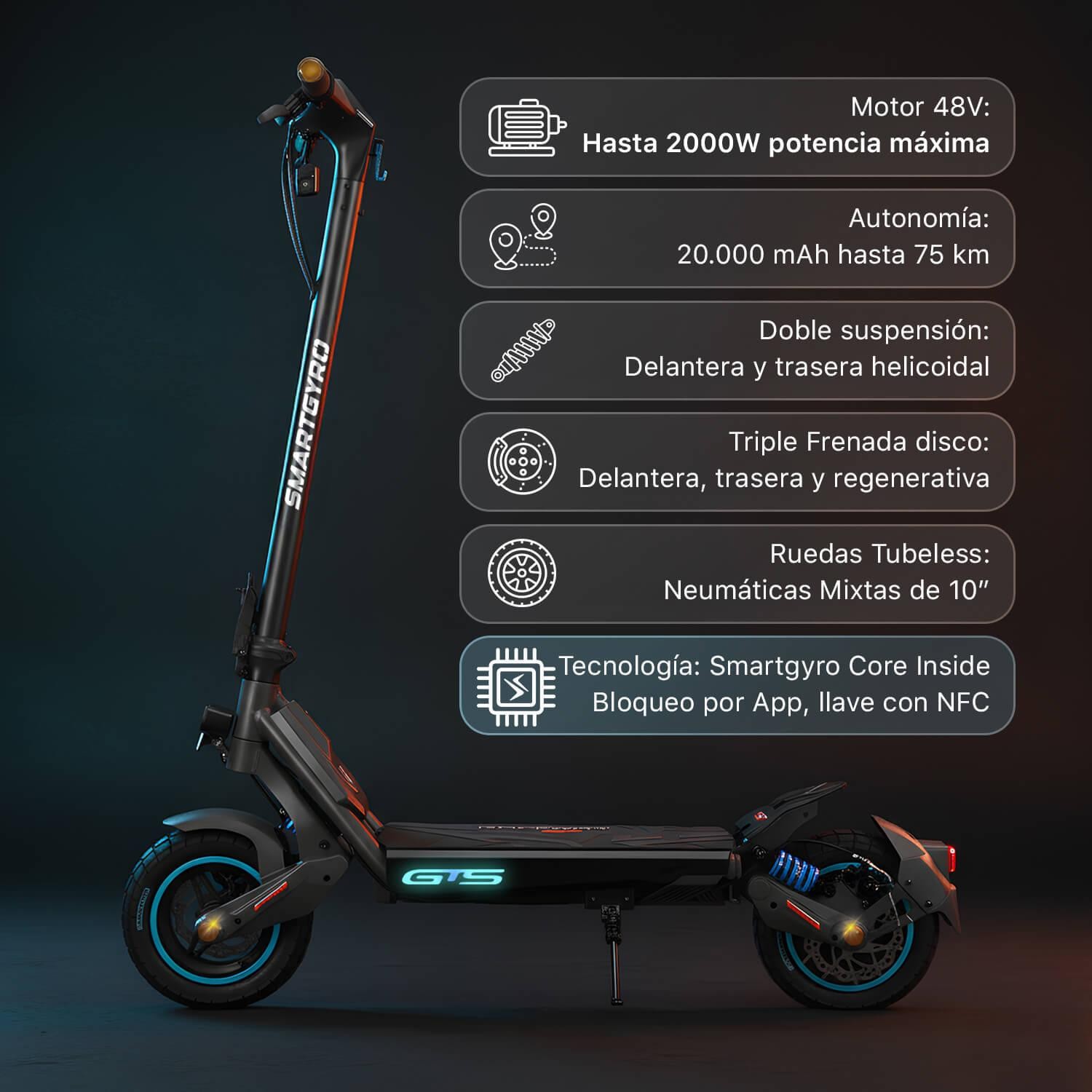 Patinete eléctrico smartGyro Rockway GTS